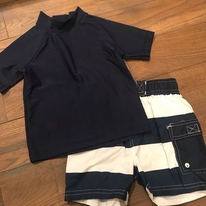 Navy Striped Boys Swim Set